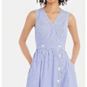 J.Crew Blue White Striped Poplin Cotton Dress (Never Worn)
